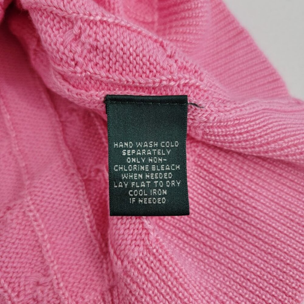 Lauren Ralph Lauren Womens Pink Cable Knit Sweater XL Boat Neck Stretch Preppy - Picture 8 of 9